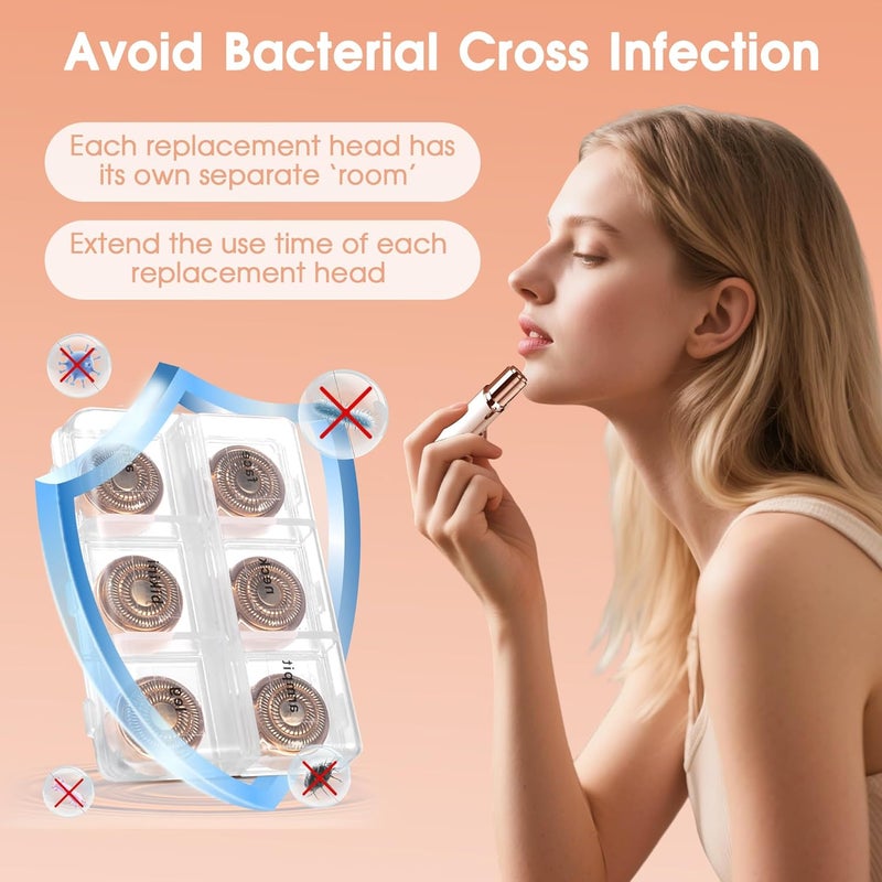 gurelax Replacement Heads for Flawless Hair Remover Gen 2, 18k Gold Facial Hair Remover Replacement Head with Compartment Storage Box, Women Painless Replacement Blades fit Finishing Touch Flawless - Image 2